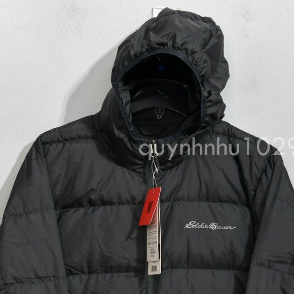 Eddie Bauer Men’s Hooded Down Jacket IN BLACK - Picture 3 of 7